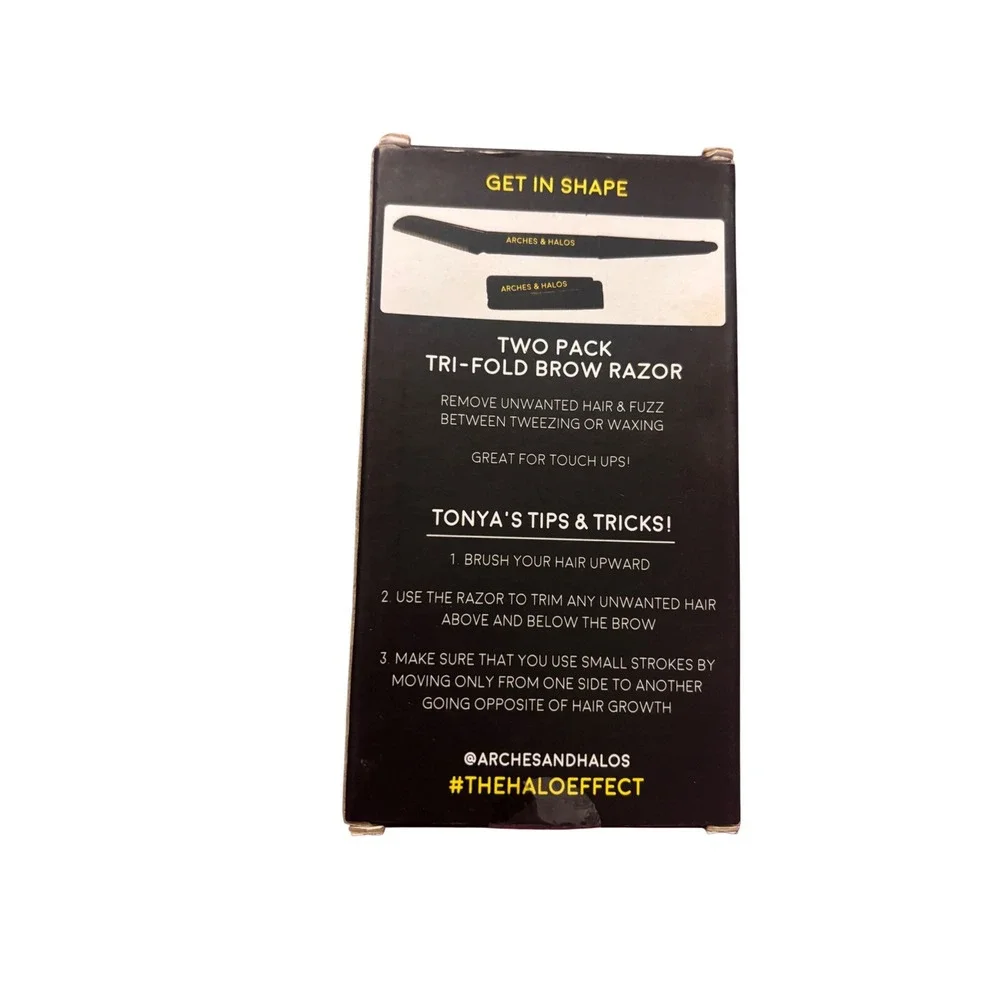 Arches & Halos Tri-Fold Brow‎ Razor 2 Pack Black Professional Grooming 1011-01